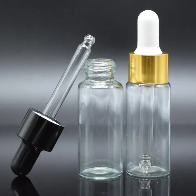 300sets/lot 10 ml Clear Glass E-Juice Bottles with Dropper, Transparent Glass Dropper Vials Containers