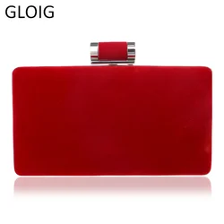 GLOIG Velvet fashion women evening bags female shoulder chain day clutch for party wedding case holder purse