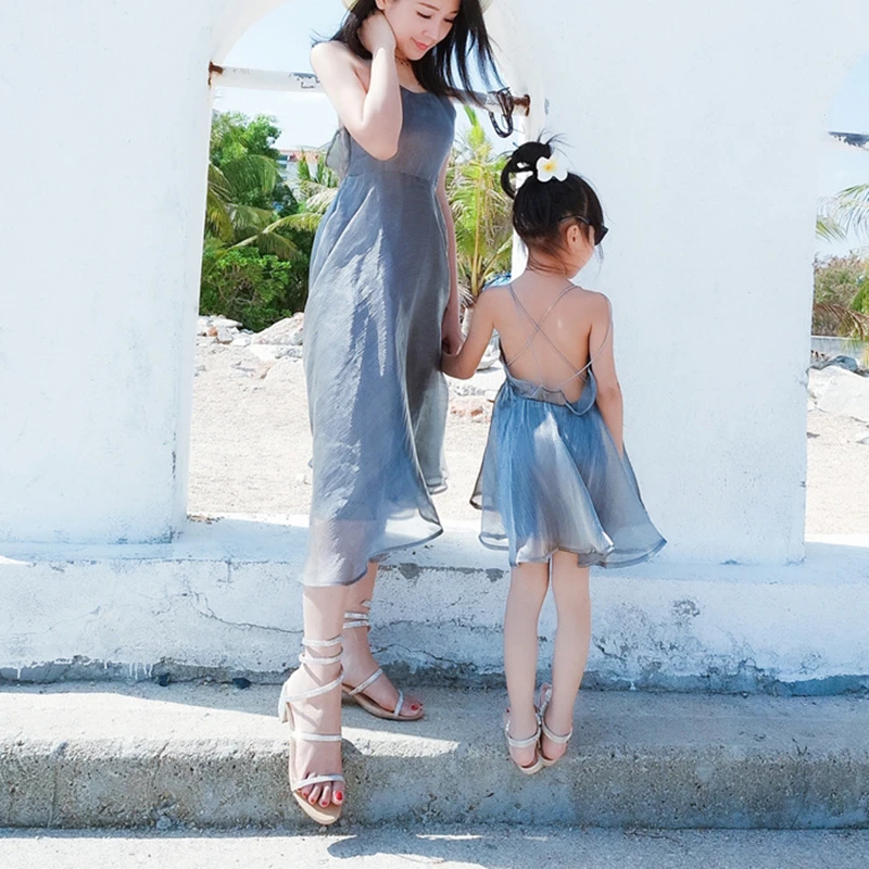 Mother Daughter Matching Dresses Summer Outfit Family Look Gowns Mom and Daughter Matching Outfits Organza Wedding Dresses