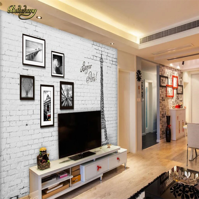 

beibehang European black white landscape frame Paris Tower Custom Photo Wall Paper Murals bedroom TV Background Mural Wallpaper