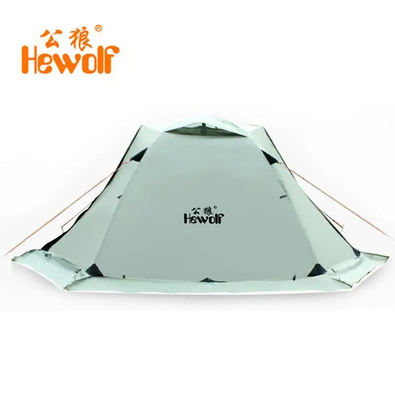 Hewolf Outdoor Four Seasons 2 Person Winterized Winter Tent Double Layer Beach Tourist Camping Tent Snow Skirt