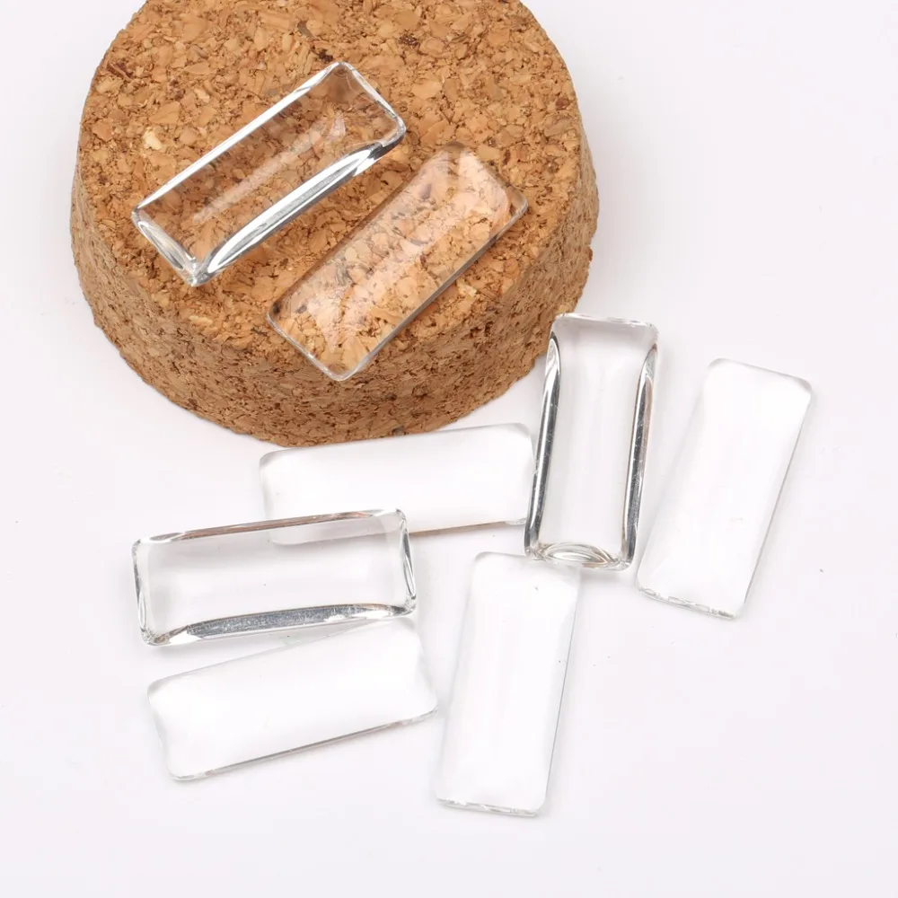 Reidgaller 50 sztuk 10x25mm flatback prostokąt przejrzyste przezroczyste szkło cabochons dla wisiorek bransoletka making — zdjęcie 3