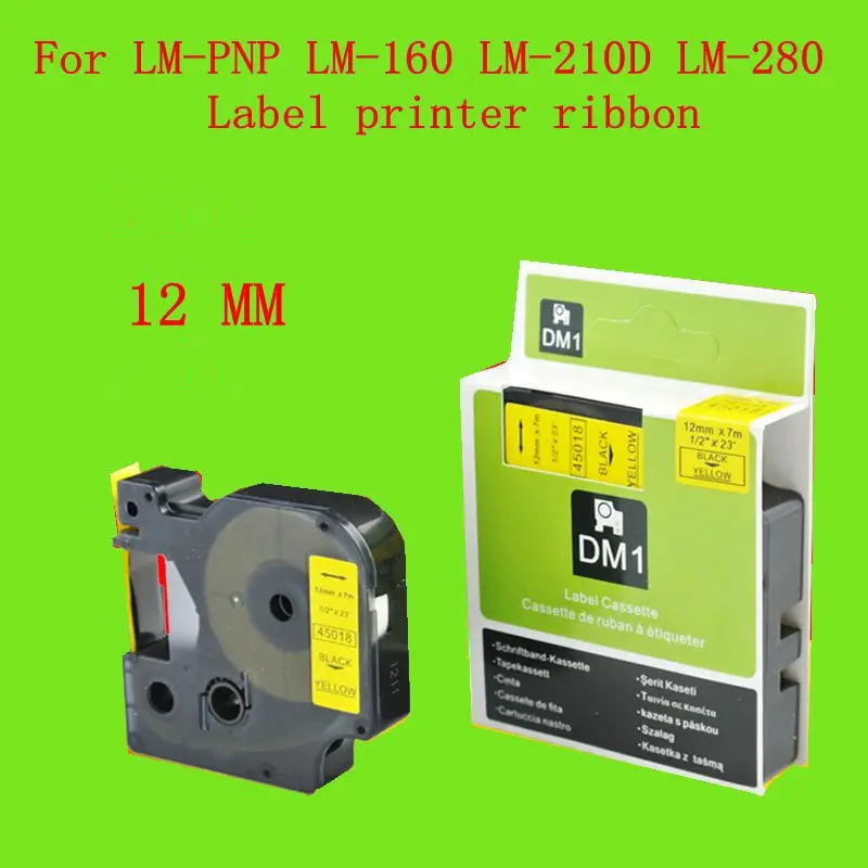 Cinta de etiquetas para máquinas etiquetadoras LM-PNP LM-160 LM-210D LM-280 fabricadas en China 12 mm blanco negro 12 mm amarillo negro Rojo negro
