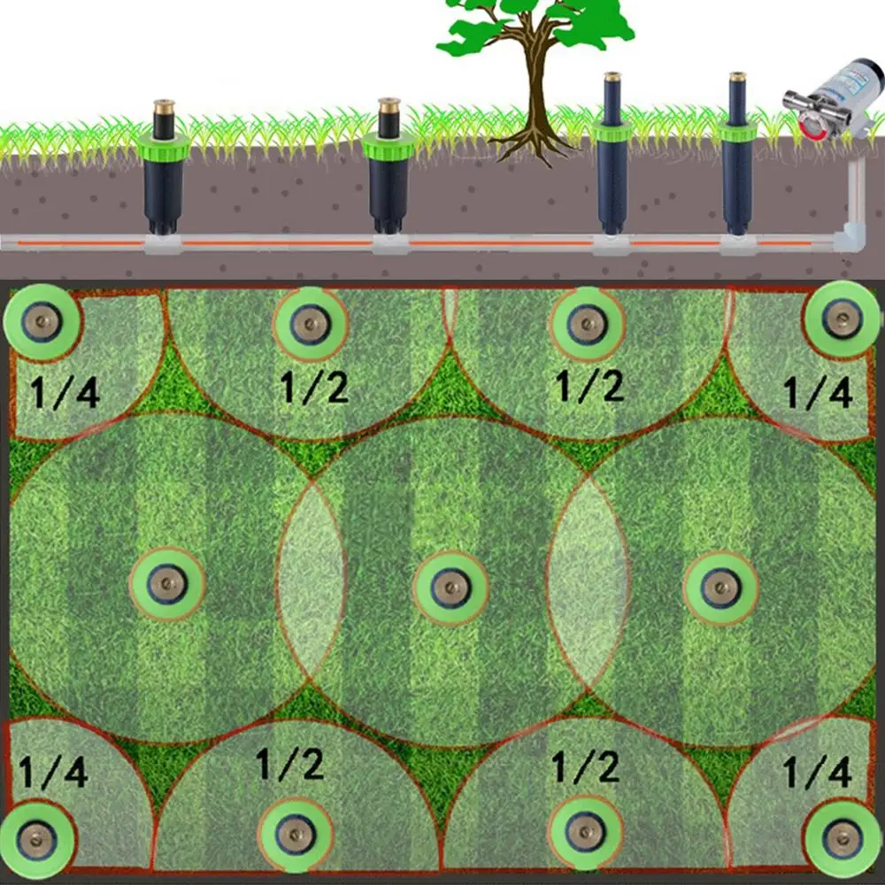 90-360 stopni 4 sztuk/partia zraszacz ogrodowy automatyczny chowany System nawadniania miedziana dysza # GW00106