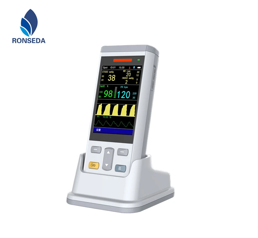 Barato 3.5 polegada handheld mainstream capnograph monitor etco2, etco2 sensor, etco2 módulo h200