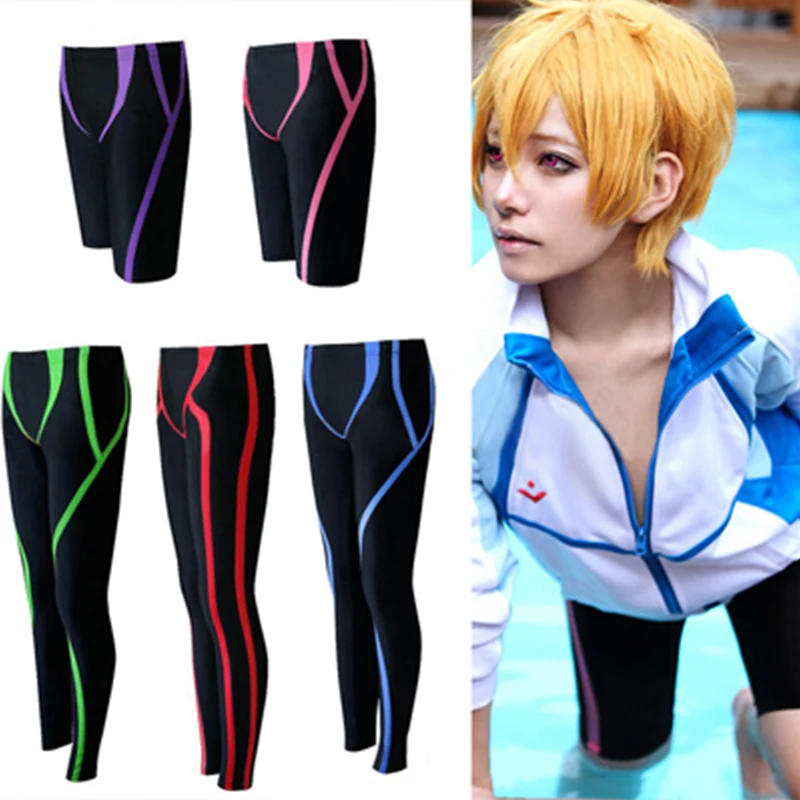 Fantasia de nanase para traje de natação, anime grátis iwatobi maiô clube nanase haruka makoto rin hazuki nagisa mei traje cosplay shorts para prancha