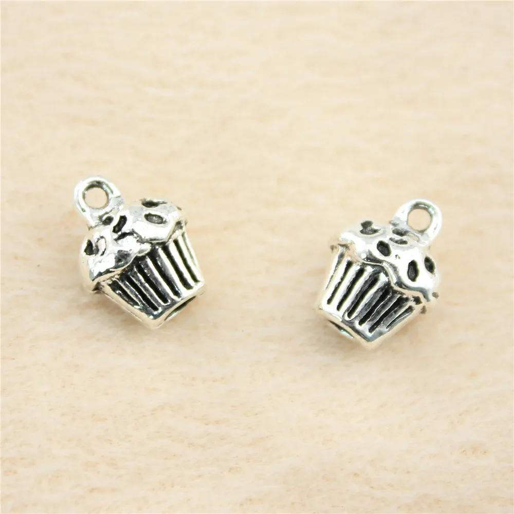 33pcs/lot 13*10*8mm ancient silver 3D Cupcake charm Pendants DIY jewelry for bracelet necklace earring