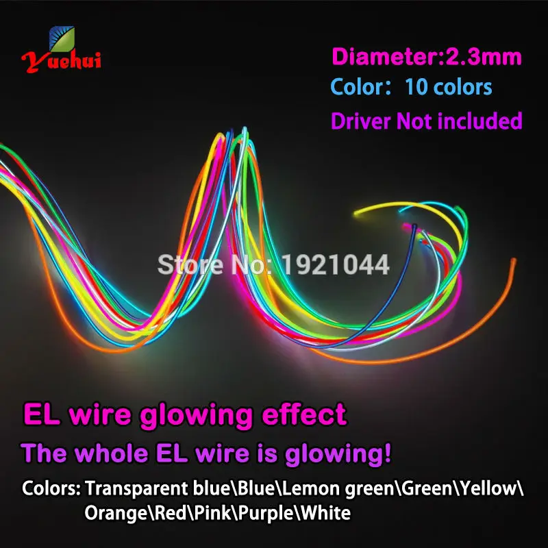 EL 와이어 LED 빛나는 조명, 장난감 공예, 정원 의류 로고, DIY 파티 장식, 인기 판매, 2.3mm EL 드라이버 미포함