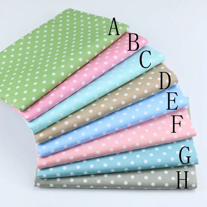 Delicate Polka Dot 100%cotton Quilting fabric Clothes Home Textile Bedding Sewing Doll Cloth DIY A48
