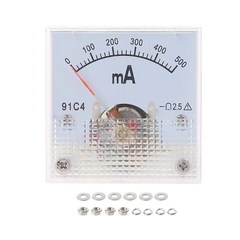 91C4 Class  Ampere Analog Panel Meter Ammeter 2.5 Accuracy DC 100uA 20mA 30mA 500mA 0-1A 2A 3A 5A 10A 15A 20A 30A  High quality