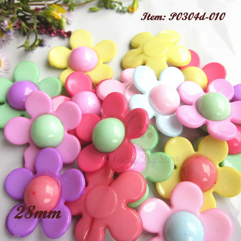 48pcs 28mm Mixed color Candy color flower decorative sewing buttons for Craft scrapbook sewing or tackiness