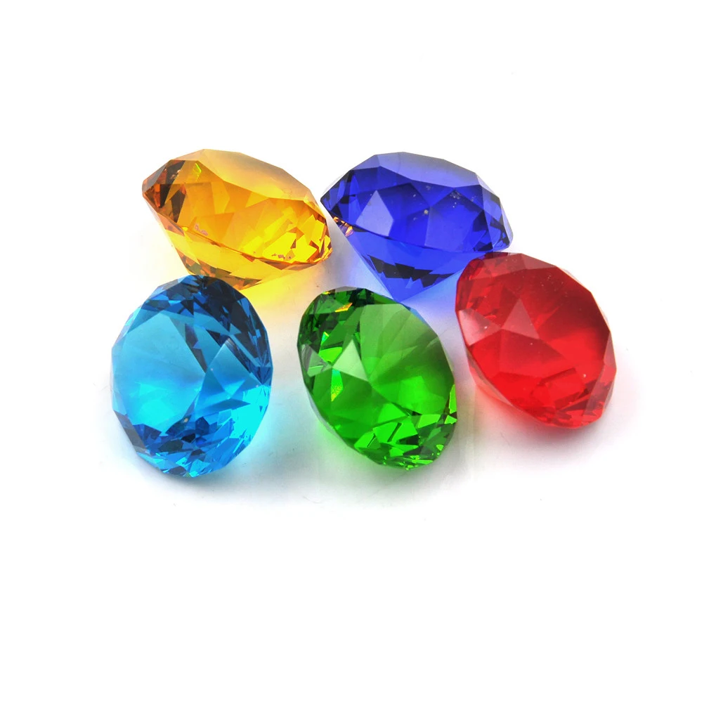 Décor en cristal clair avec des papiers multicolores | Diamant clair, en forme de coupe à facettes, bijoux artisanaux, cadeau d'exposition pour la maison