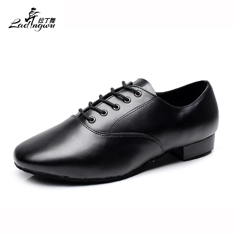 

Ladingwu New Modern Dance Shoes Men's Genuine Leather Adult Indoor Latin Dance Shoes Men's Tango Ballroom Shoes heel 2.5/4.5cm