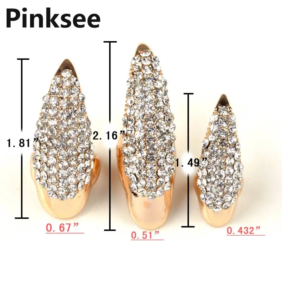 10PCS Hot Punk False Nail Jewelry Crystal Rhinestones Claw Paw Talon Finger Ring Wholesale Unisex Jewelry