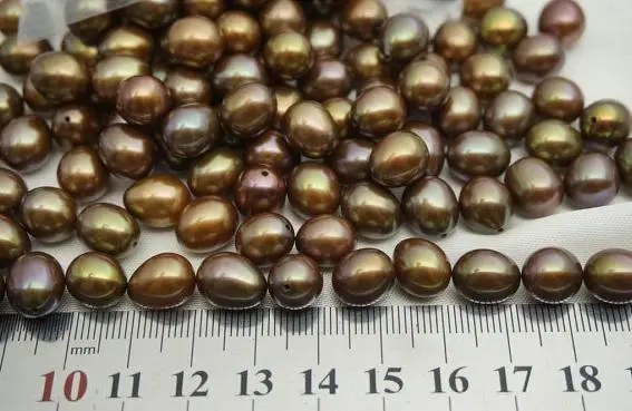 High Luster Pearl Jewelry,Brown Oval Pearls,Half Drilled 7-8MM Freshwater Pearl Rice Shape,Oval Teardrop Pearl Pairs Meterial.