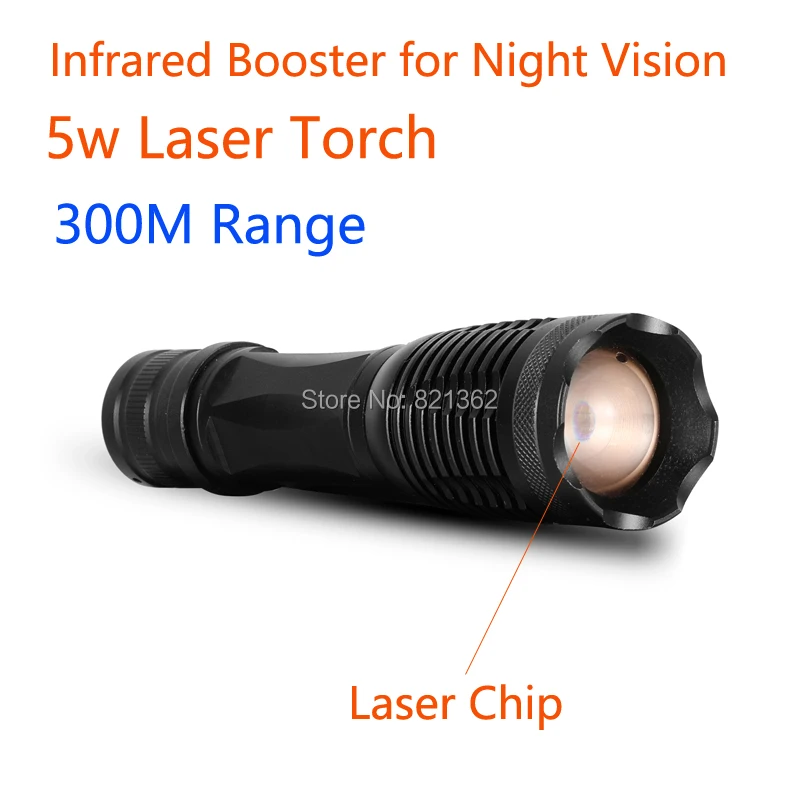 5w Laser Flashlight 300M Range Available Laser Torch Infared LED Torch Booster Tactical Torch for Hunter