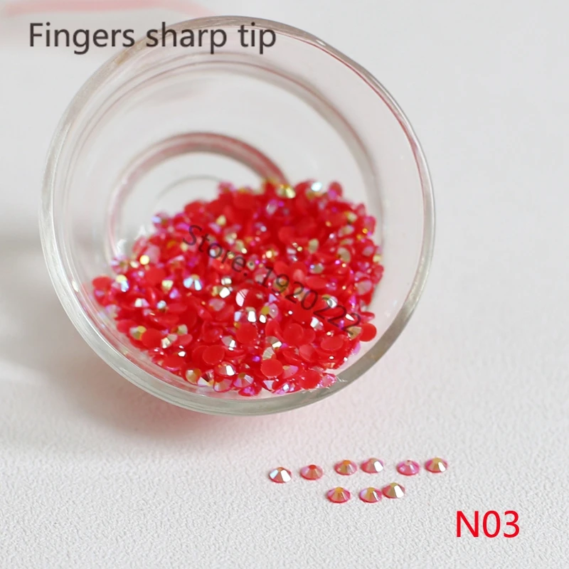 1000pcs 3mm New fashion Bling Jelly Nail Art red AB Rhinestones Phone Case Shiny Beads Flat back  N03