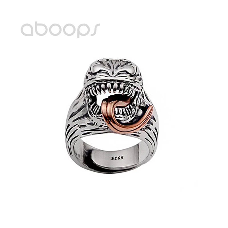 

Bicolor 925 Sterling Silver Venom Ring for Men Women,Adjustable Size 8-11,Free Shipping