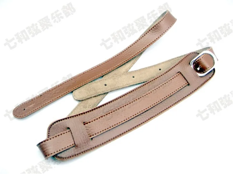 1pcs Yellow-brown Leather Shoulder Pad Adjustable Length Acoustic Electric Folk Bass Guitar Strap Guitar Accessories parts