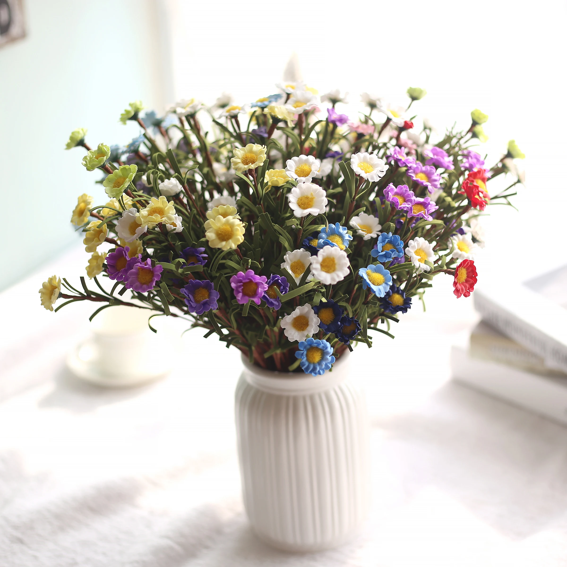 8 heads/bunch Fake Artificial small Chamomile Chrysanthemum Flowers foam fleur artificielles for Home wedding Decoration cheap