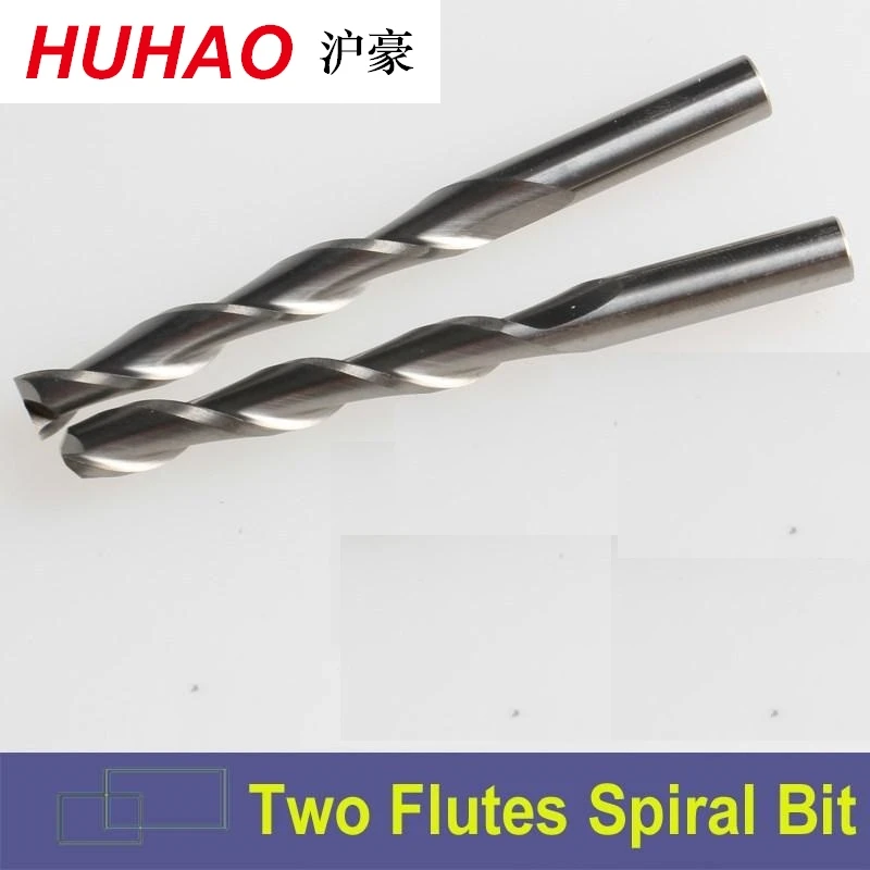 HUHAO 3.175 SHK Carbide CNC Router Bits Two Flutes Spiral End Mills Double Flutes Milling Cutter Spiral PVC Cutter