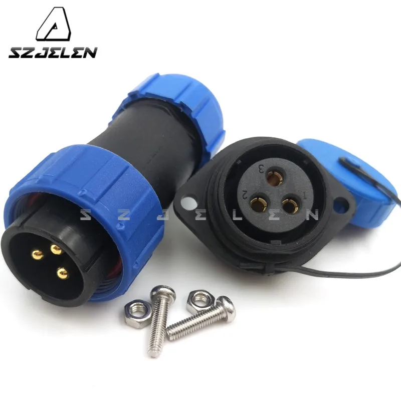 SP2110/SY2113, IP68  3 Pins Waterproof Cable Connector , Panel Screws Fixed Installationplug & Socket , Automotive Connectors