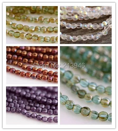 5MM 100Pcs/Pack Mixed Colors Pumpkin Coloured Glaze Czech Glass Crystal Jewelry Beads