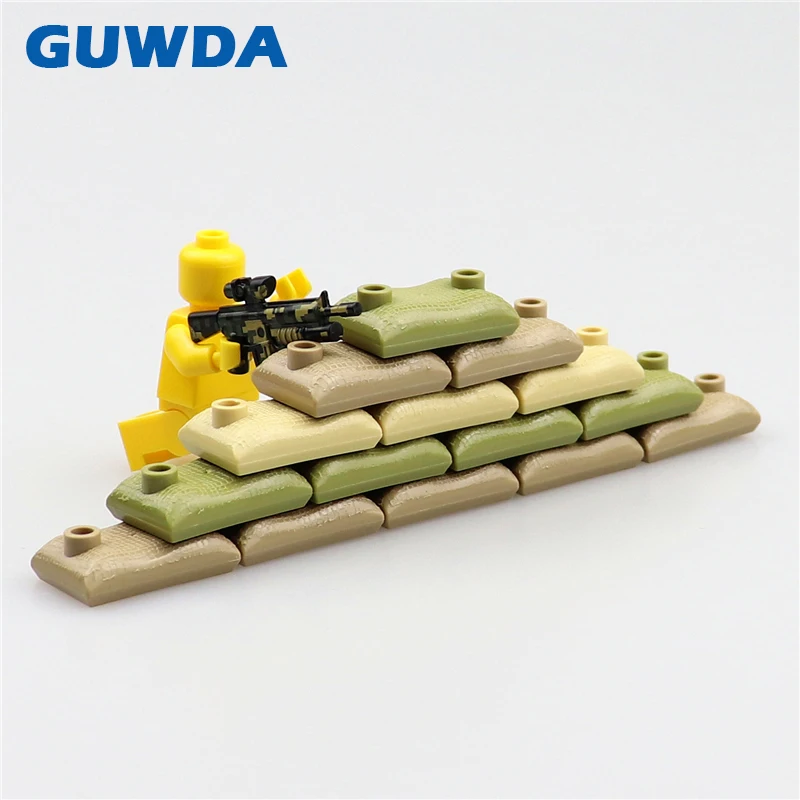 MOC Military Base Weapon Accessories Pack Sandbag Building Blocks Compatible Legoed Army Soldiers World War 2 Parts Bricks Toys