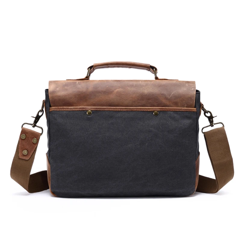 Men Bag Casual Canvas Work Office Briefcase Business Bag Male Large Portable Leather Shoulder Crossbody Laptop School Satchel