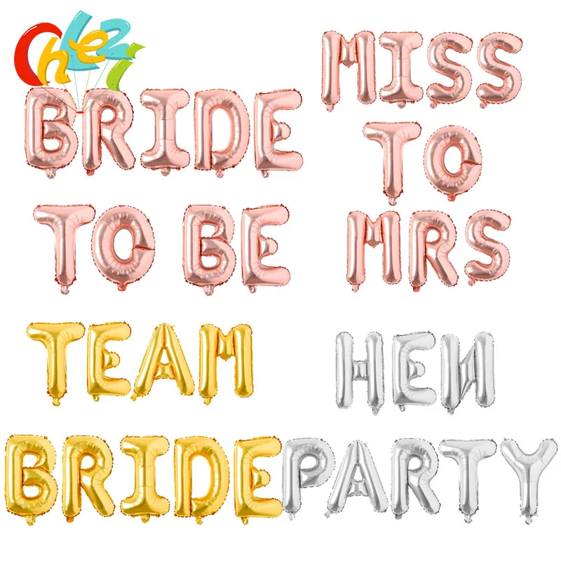 Rose Gold Silver Bride To Be Balloon Team Bride Hen Party Bridal Shower Miss To Mrs Wedding Party Decoration Alfabeto Globos