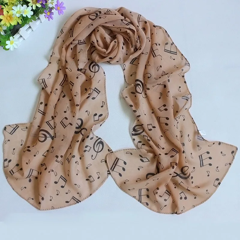 Newly ACC Shawl Wrap Women Scarf Music Note Printed Lady Chiffon Silk Scarf Apparel & Accessories Fashion