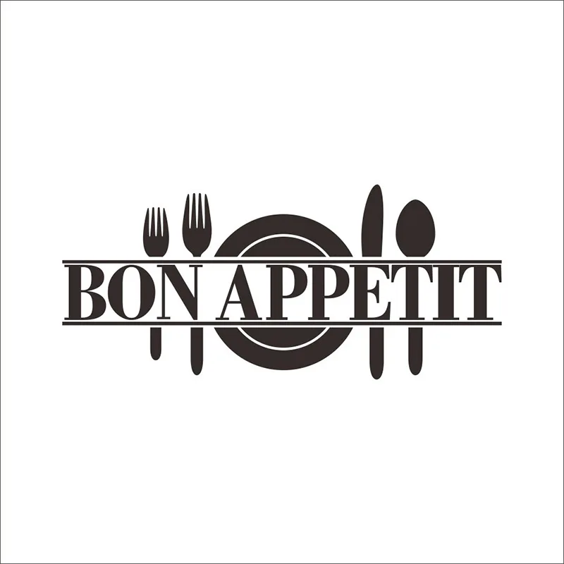 Classic BON APPETIT Kitchen Wall Sticker For Kitchen Stove Refrigerator Decoration Art Decals Removable Stickers Mural Wallpaper