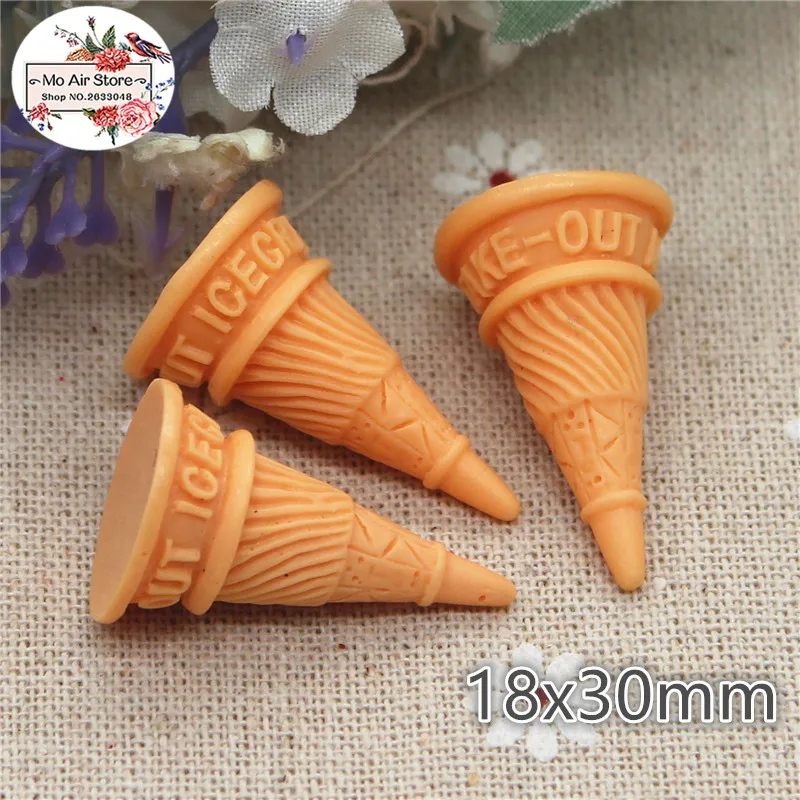 10PCS ice cream cone Dessert Resin Flat back Cabochon Miniature food Art Supply Decoration Charm