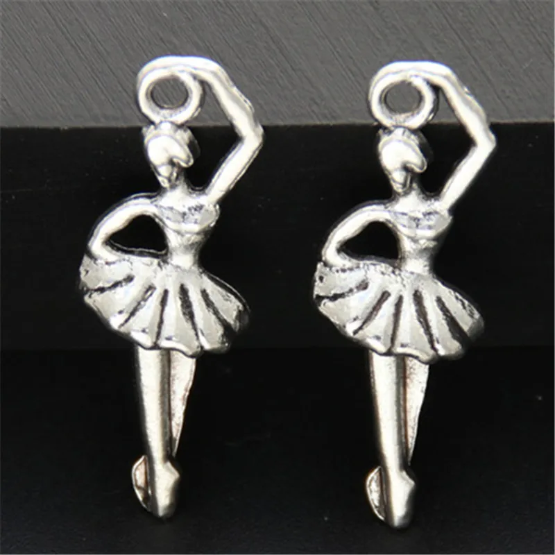 30pcs  Silver Color Dancer Charm Ballet Girl Pendants Making DIY Handmade Jewelry A670