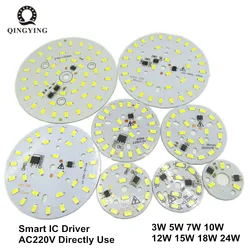 Lâmpadas led smd 220 ac 5730 v, pcb, com controle de intensidade, 3w 5w 7w 10w 12w 15w 18w 24w, branco e quente