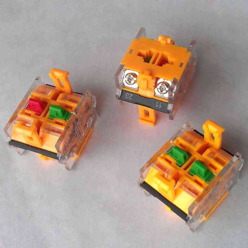 Dismountable contacts for push button switches 2NO, 2NC, 1NO and 1NC contacts for option