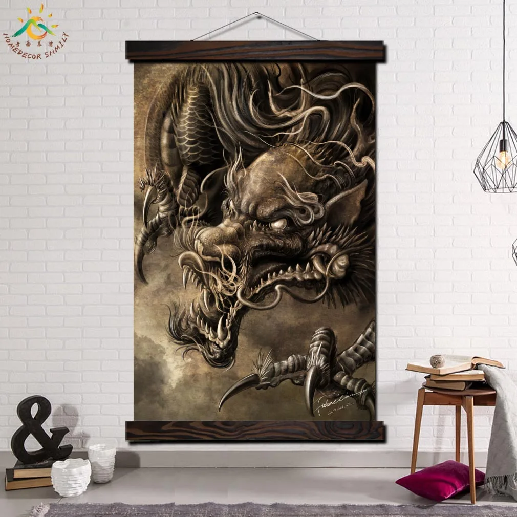 

Chinese Dragon Demon Modern Wall Art Print Pop Art Picture And Poster Frame Hanging Scroll Canvas Painting Home Decoration