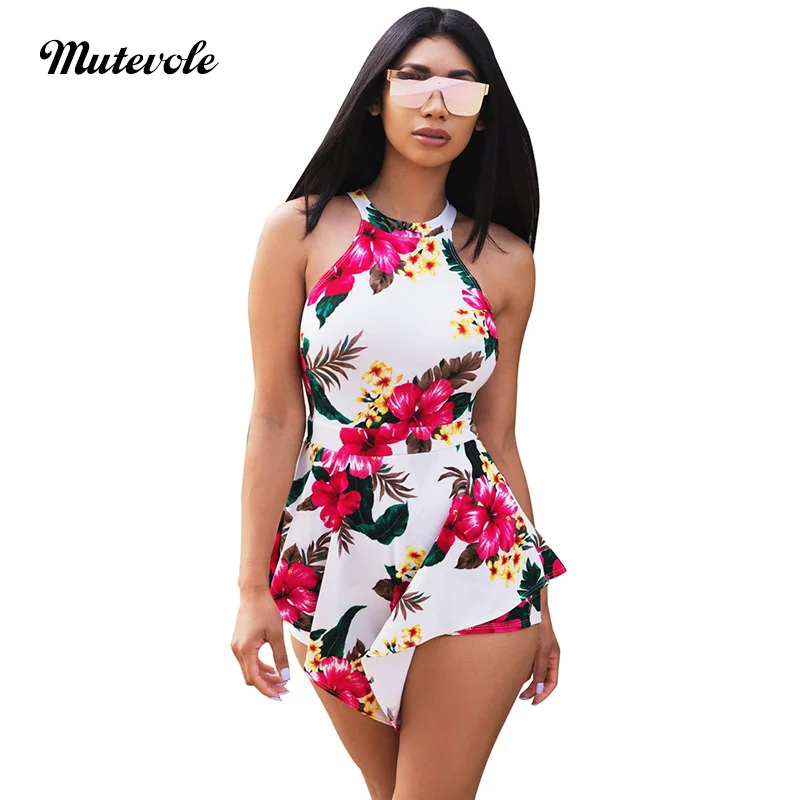 Mutevole Summer Floral Print Playsuits Romper Women Casual Sleeveless Short Jumpsuit Bodysuit Boho Bodycon Sexy Beach Playsuits