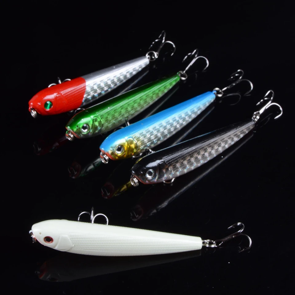 1pcs Top Water Fishing Lure Wobbler Hard Plastic Artificial Surface Pencil Minnow 8.5cm 10g with 3D Eyes