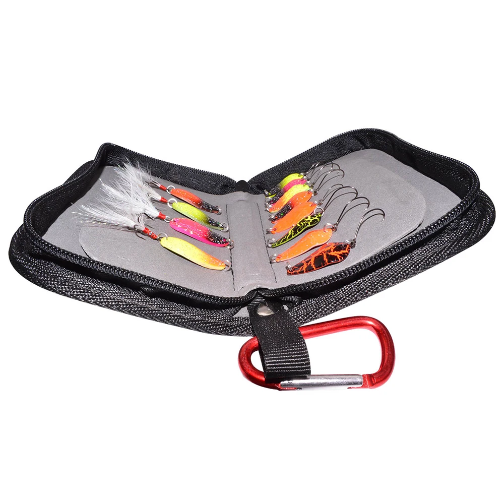 Fishing Bag Lure Bags Black Spoon 15cm*10cm*3.7cm Oxford Canvas Spoon Portable Waterproof Tackle Fishing Reel Bag Accessories