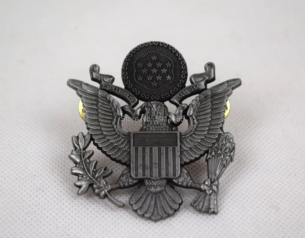 

Replica WWII US Army Officer Cap Eagle Badge Insignia Silver Black