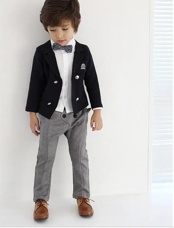 New 4PCS Boys Wedding Costume with  England Style Boys Formal  Blazer Suit Children Spring Clothing Set boys suits for weddings