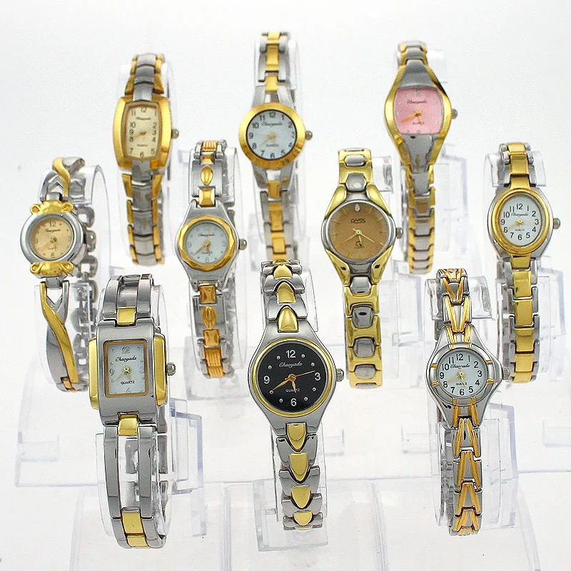 Mixed Bulk 10PCS/Lot Different Silver&Gold Ladies Women Watch Stainless Steel Adjust Band Quartz Dress Wristwatch Gift JBT