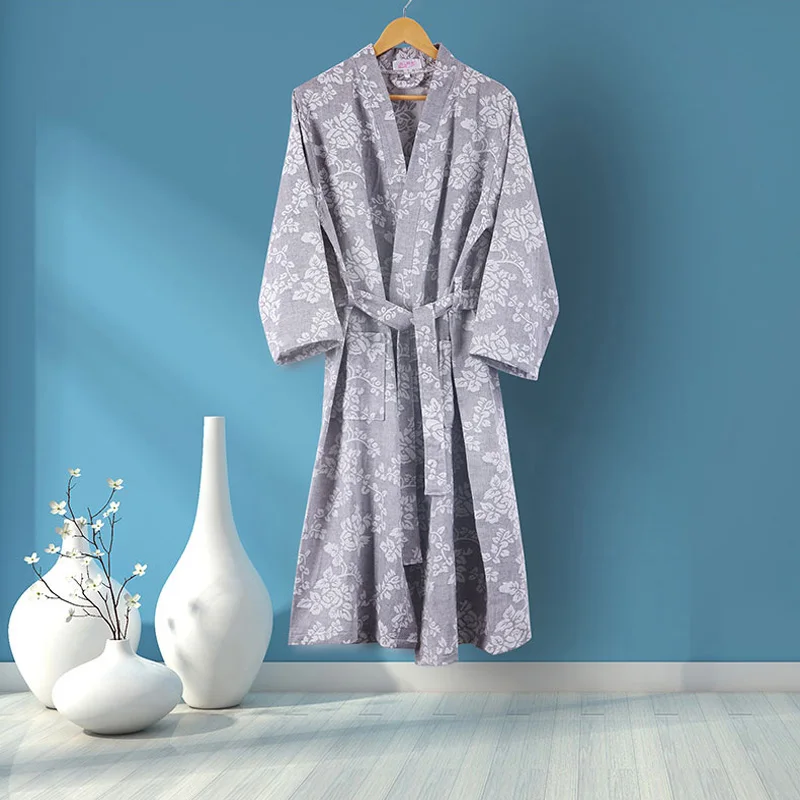 Women 100% cotton Nightgown women Autumn New gauze Robe Japanese Style Ladies Nightgown 100% Cotton Bathrobe Sleepwear