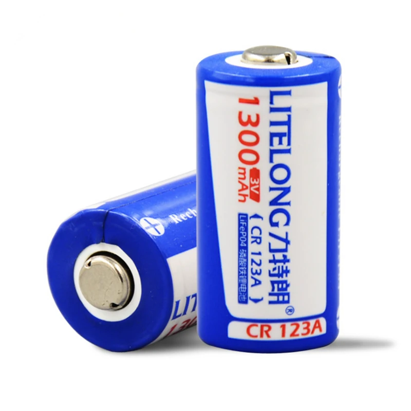 6pcs 1300mAh 3v CR123A rechargeable LiFePO4 battery lithium battery with CR123A charger