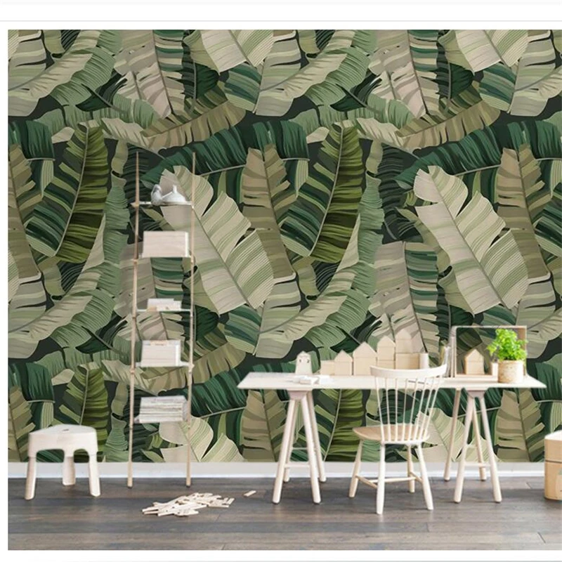 

wellyu papel de parede Custom wallpaper Modern hand painted plants banana leaves decorative painting murals papier peint