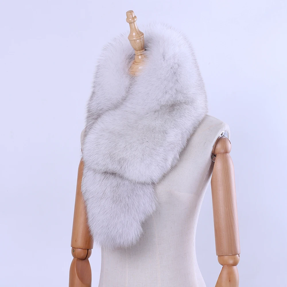 2023 New Fashion Genuine Fox Fur Women\'s Winter Natural Fur Scarf Scarves Neckerchief Real Fur Muffler Lady Wraps With Clips