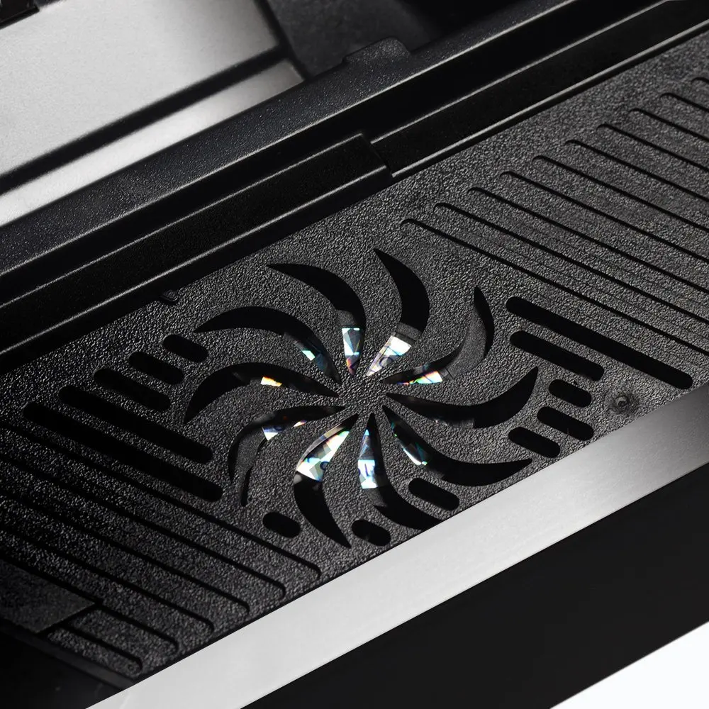 PS4 แนวตั้งขาตั้งพัดลมระบายความร้อน Cooler Heat Sink Dual Charging Station สำหรับ Playstation 4 DualShock 4 V1 ตัวควบคุม