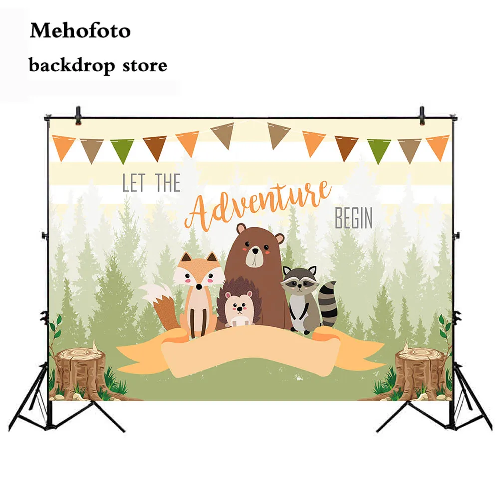 

Adventure Newborn baby shower backdrop for photography animals photo background flag forest photo backdrops printed 437