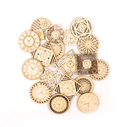 Chinese style Retro Clock Wooden Pattern Round Square Scrapbooking Craft Handmade Accessory Sewing Home Decor 5-18pcs 45mm MZ225